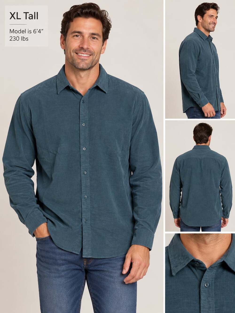 NWT Apt. 9 Corduroy Button-Up Shirt Size XXL Blue Long Sleeve